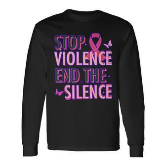 Stop Violence End The Silence Domestic Violence Awareness Long Sleeve T-Shirt - Seseable
