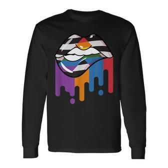 Straight Alliance Lips Proud Straight Ally Pride Flag Long Sleeve T-Shirt T-Shirt | Mazezy