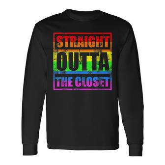 Straight Outta The Closet Lgbt Gay Pride Long Sleeve T-Shirt | Mazezy