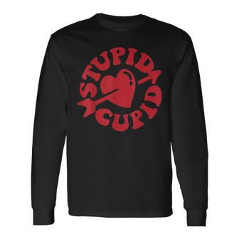 Stupid Cupid Singles Awareness Arrow Long Sleeve T-Shirt T-Shirt | Mazezy UK