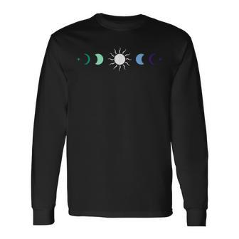 Subtle Mlm Pride Moon Phase Vintage Lgbt Gay Mlm Male Flag Long Sleeve T-Shirt | Mazezy