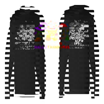 Sugar Skull Happy Hallothanksmas Halloween Thanksgiving Xmas Long Sleeve - Seseable