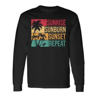Summer Beach Vacation & Sunrise Sunburn Sunset Repeat Vacation Long Sleeve T-Shirt T-Shirt | Mazezy