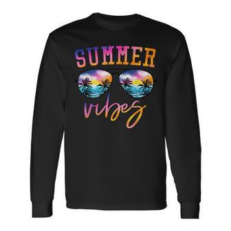 Summer Vibes Sunglasses With Palm Tree Beach Life Long Sleeve T-Shirt T-Shirt | Mazezy
