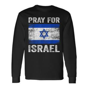 Support Israel Pray For Israel Israeli Flag Vintage Long Sleeve T-Shirt - Monsterry AU