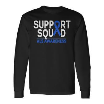 Support Squad Als Awareness Month Blue Ribbon Support Team Long Sleeve T-Shirt T-Shirt | Mazezy