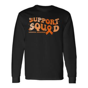 Support Squad Orange Ribbon Leukemia Blood Cancer Awareness Long Sleeve T-Shirt T-Shirt | Mazezy AU