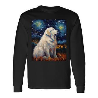 Surreal Starry Night Great Pyrenees Dog Long Sleeve - Seseable
