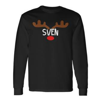 Sven Reindeer Antler Holiday Long Sleeve T-Shirt - Seseable
