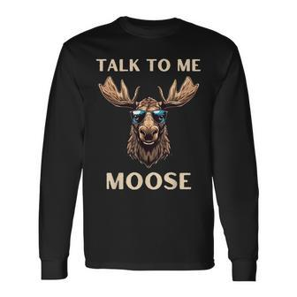 Talk To Me Moose Aviator Sunglasses Pilot Long Sleeve T-Shirt - Seseable