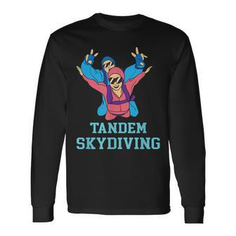 Tandem Skydiving Duo Parachuting Formation Idea Long Sleeve T-Shirt | Mazezy