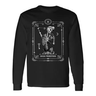 Tarot Card High Priestess Skeleton Skull Horror Goth Occult Tarot Long Sleeve T-Shirt | Mazezy CA