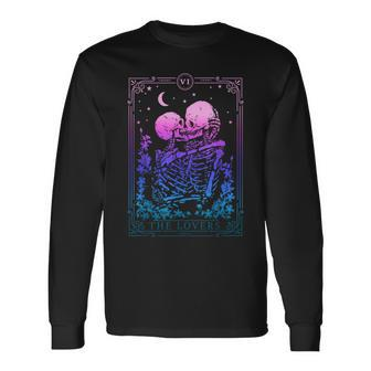 Tarot Card Kissing Skeleton Lovers Skull Bones Horror Goth Tarot Long Sleeve T-Shirt | Mazezy