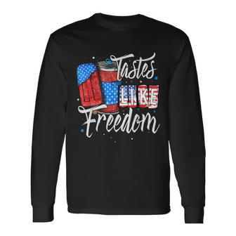 Tasted Like Freedom 4Th Of July Patriotic Ice Cream Usa Flag Patriotic Long Sleeve T-Shirt T-Shirt | Mazezy