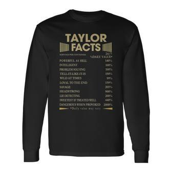 Taylor Name Taylor Facts V3 Long Sleeve T-Shirt - Seseable