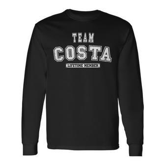 Team Costa Lifetime Member Last Name Long Sleeve T-Shirt T-Shirt | Mazezy