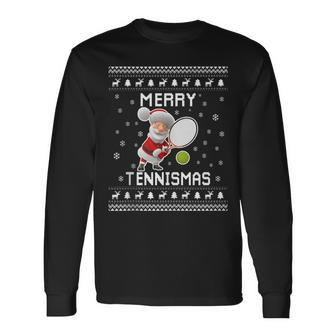 Tennis Ugly Christmas Sweater For Tennis Lovers Long Sleeve T-Shirt - Monsterry UK
