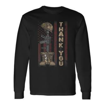 Thank You Army Soldiers Military Navy July 4Th Veterans Long Sleeve T-Shirt T-Shirt | Mazezy