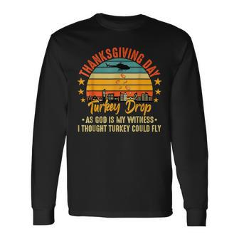 Thanksgiving Day Turkey Drop Vintage Retro Long Sleeve T-Shirt - Monsterry AU