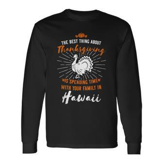 Thanksgiving Hawaii Turkey Holiday Orange Long Sleeve T-Shirt T-Shirt | Mazezy