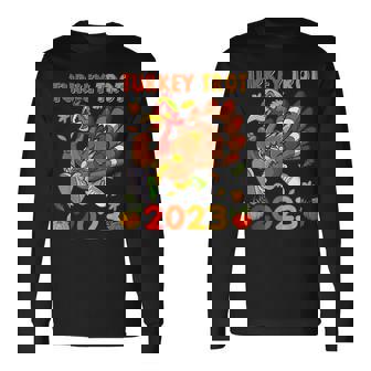 Thanksgiving Turkey Trot 2023 Pumpkin Autumn Turkey Running Long Sleeve T-Shirt - Thegiftio