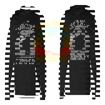 Thick Thighs Pumpkin Pies Thanksgiving Turkey Retro Long Sleeve T-Shirt - Thegiftio