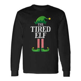 Tired Elf Matching Group Christmas Party Long Sleeve T-Shirt - Thegiftio UK
