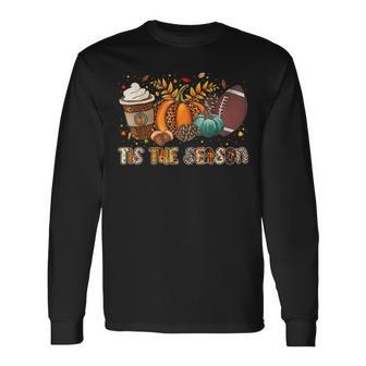 Tis The Season Pumpkin Spice Football Halloween Thanksgiving Halloween Long Sleeve T-Shirt | Mazezy