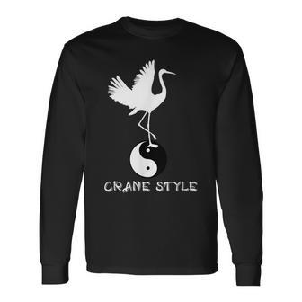 Top China White Crane Martial Arts Kung Fu Style Long Sleeve T-Shirt | Mazezy