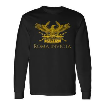 History Of Ancient Rome Spqr Roman Eagle Roma Invicta Long Sleeve T-Shirt | Mazezy