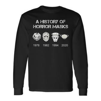 A History Of Horror Masks Halloween & Movie Halloween Long Sleeve T-Shirt | Mazezy