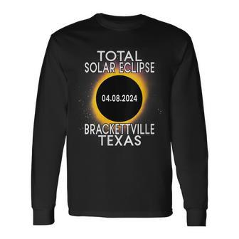Total Solar Eclipse 2024 Brackettville Texas Totality Path Long Sleeve T-Shirt | Mazezy