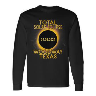 Total Solar Eclipse 2024 Woodway Texas Path Of Totality Long Sleeve T-Shirt | Mazezy