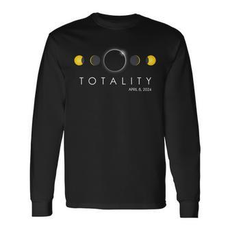 Total Solar Eclipse April 8 2024 Phases Totality Long Sleeve T-Shirt - Seseable