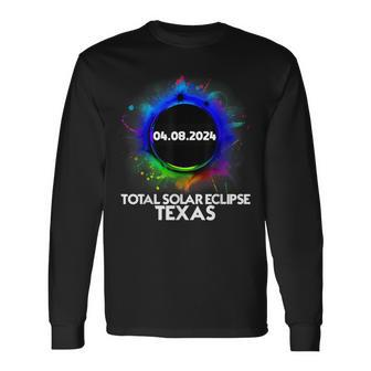 Total Solar Eclipse Texas 2024 Colorful American Totality Long Sleeve T-Shirt - Seseable
