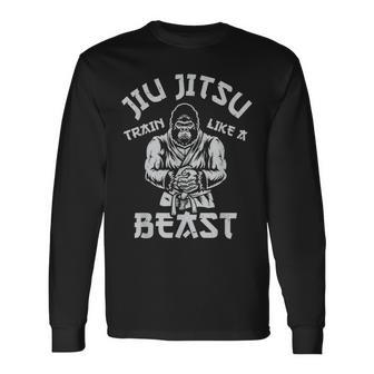 Train Like A Beast Brazilian Bjj Jiu Jitsu Jew Jitsu Long Sleeve T-Shirt | Mazezy