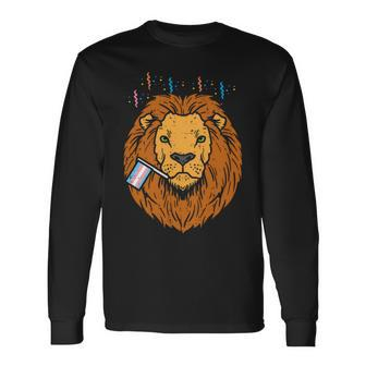 Transgender Flag Lion Lgbt Trans Pride Stuff Animal Long Sleeve T-Shirt T-Shirt | Mazezy