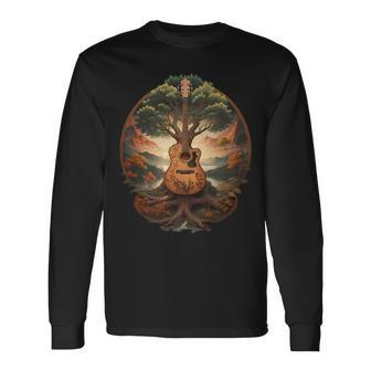 Tree Of Life Acoustic Guitar By The Lake Long Sleeve T-Shirt T-Shirt | Mazezy