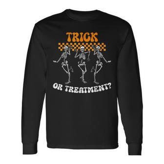 Trick Or Treatment Physical Therapy Skeleton Pt Halloween Long Sleeve T-Shirt - Monsterry UK