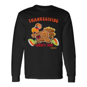 Trot Squad Turkey Family Thanksgiving 2023 Running Marathon Long Sleeve T-Shirt | Mazezy