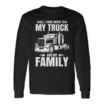 Trucker Men Truck Driver Husband Semi Trailer Long Sleeve T-Shirt - Seseable