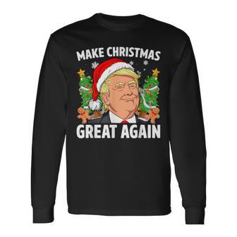 Trump Make Christmas Great Again Ugly Christmas Sweaters Long Sleeve T-Shirt - Seseable