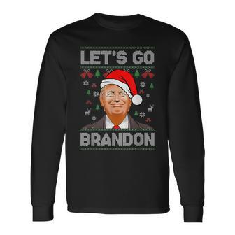 Trump Ugly Christmas Sweater Let's Go Bradon Meme Xmas Long Sleeve T-Shirt | Mazezy