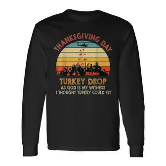 Turkey Drop Thanksgiving Turkey Running Running Long Sleeve T-Shirt T-Shirt | Mazezy CA