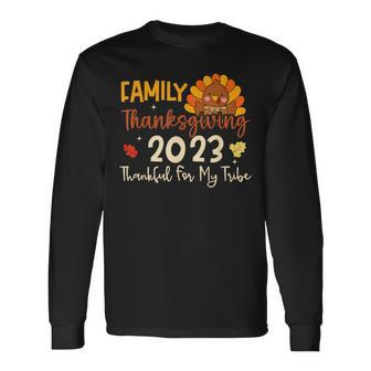 Turkey Family Thanksgiving 2023 Thankful For My Tribe Group Long Sleeve T-Shirt - Seseable