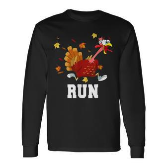 Turkey Run Costume Thanksgiving Running Turkey Trot Long Sleeve T-Shirt - Seseable