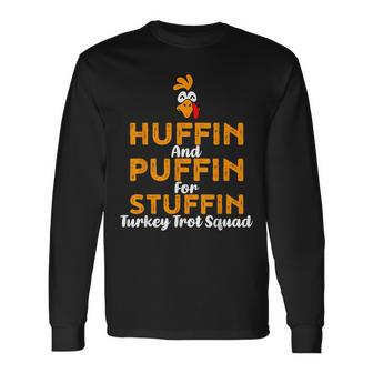 Turkey Trot Squad Family Running Costume Thanksgiving Long Sleeve T-Shirt | Mazezy