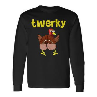 Twerky Thanksgiving 2023 Turkey Butt Twerk Dance Pun Long Sleeve T-Shirt | Mazezy