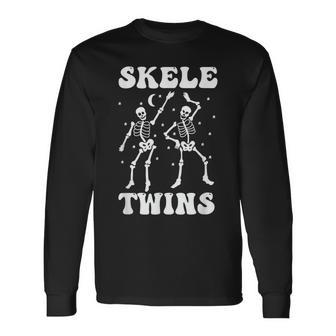 Twins Halloween Matching Skeletwins Dancing Skeletons Long Sleeve T-Shirt - Thegiftio UK