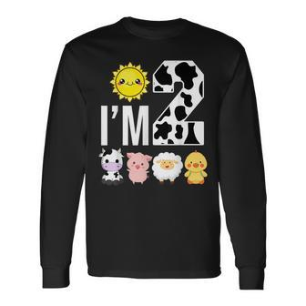 Im Two Cool Farm Animal Lover 2Nd Birthday 2 Years Old Long Sleeve T-Shirt | Mazezy